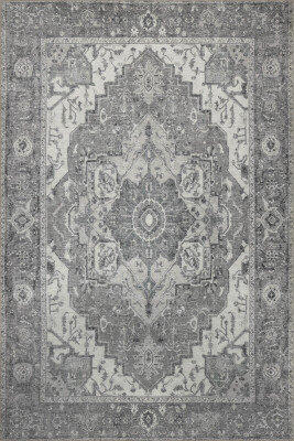 Stonart Eskitme Vintage Desenli Açık Gri Otantik Yıkanabilir Şönil Halı AL 450 - 2