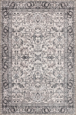 Stonart Eskitme Vintage Desenli Bej/Gri Otantik Yıkanabilir Şönil Halı AL 458 - 2