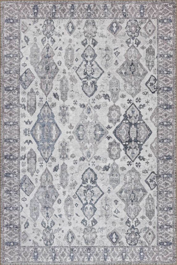 Stonart Eskitme Vintage Desenli Gri Otantik Yıkanabilir Şönil Halı AL 452 - 2