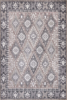 Stonart Eskitme Vintage Desenli Kahverengi Otantik Yıkanabilir Şönil Halı AL 464 - 2
