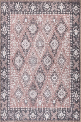 Stonart Eskitme Vintage Desenli Pudra Otantik Yıkanabilir Şönil Halı AL 465 - 2