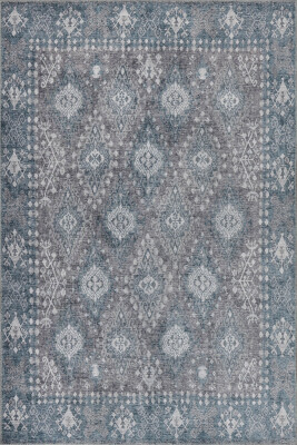 Stonart Eskitme Vintage Desenli Yeşil Otantik Yıkanabilir Şönil Halı AL 466 - 2