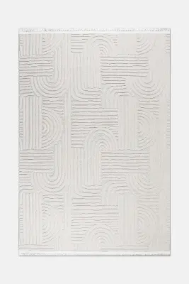 Veyla Krem Robot Süpürgeye Uyumlu Kolay Temizlenebilir Halı Salon, Oturma Odası ve Koridor Halısı RP 39 - 1