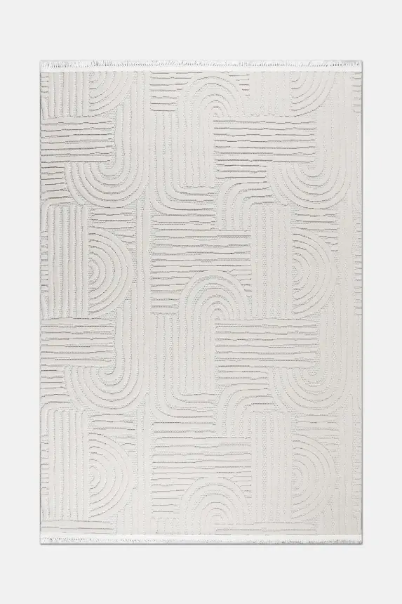 Veyla Krem Robot Süpürgeye Uyumlu Kolay Temizlenebilir Halı Salon, Oturma Odası ve Koridor Halısı RP 39 - 1