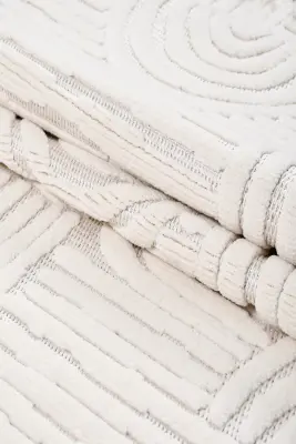 Veyla Krem Robot Süpürgeye Uyumlu Kolay Temizlenebilir Halı Salon, Oturma Odası ve Koridor Halısı RP 39 - 3