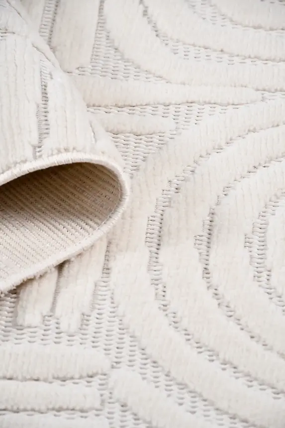 Veyla Krem Robot Süpürgeye Uyumlu Kolay Temizlenebilir Halı Salon, Oturma Odası ve Koridor Halısı RP 39 - 5