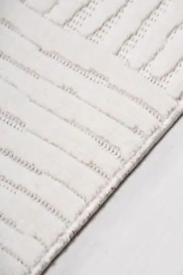 Veyla Krem Robot Süpürgeye Uyumlu Kolay Temizlenebilir Halı Salon, Oturma Odası ve Koridor Halısı RP 39 - 6