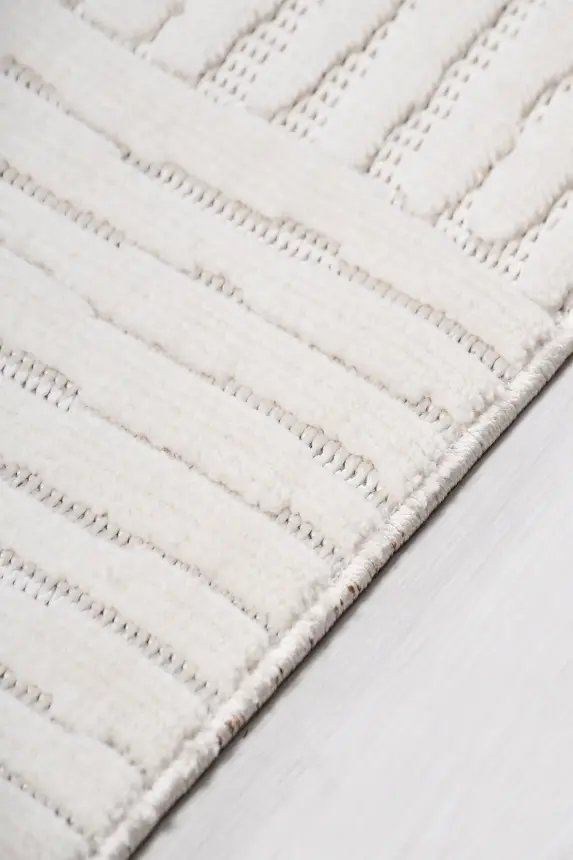 Veyla Krem Robot Süpürgeye Uyumlu Kolay Temizlenebilir Halı Salon, Oturma Odası ve Koridor Halısı RP 39 - 6