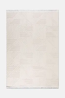 Veyla Krem Robot Süpürgeye Uyumlu Kolay Temizlenebilir Halı Salon, Oturma Odası ve Koridor Halısı RP 41 - 4