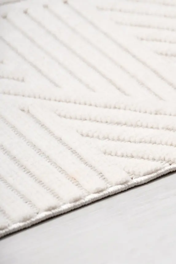 Veyla Krem Robot Süpürgeye Uyumlu Kolay Temizlenebilir Halı Salon, Oturma Odası ve Koridor Halısı RP 41 - 6