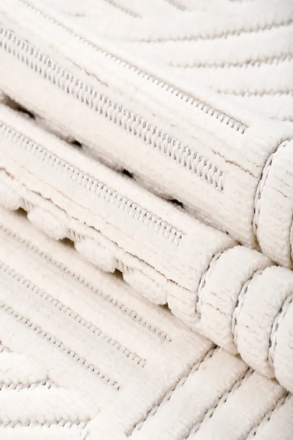 Veyla Krem Robot Süpürgeye Uyumlu Kolay Temizlenebilir Halı Salon, Oturma Odası ve Koridor Halısı RP 41 - 7