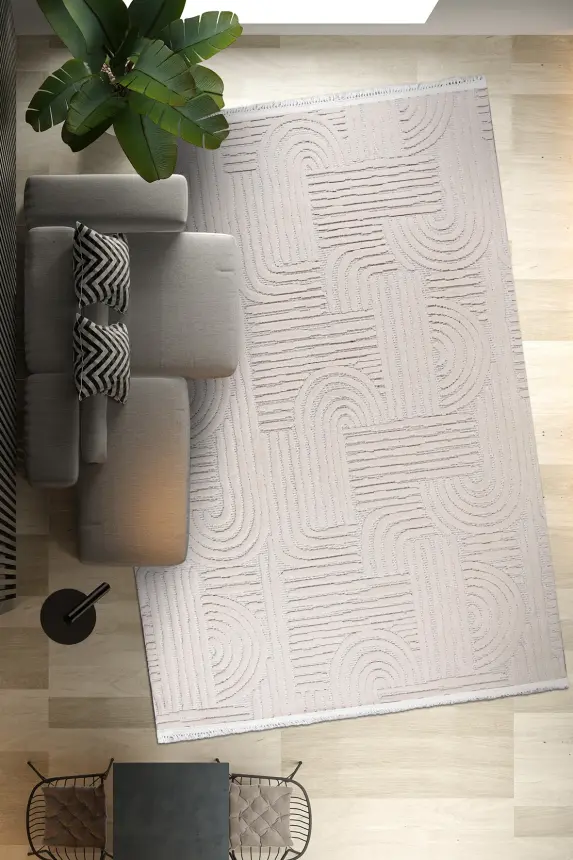 Veyla Vizon Robot Süpürgeye Uyumlu Kolay Temizlenebilir Halı Salon, Oturma Odası ve Koridor Halısı RP 43 - 4