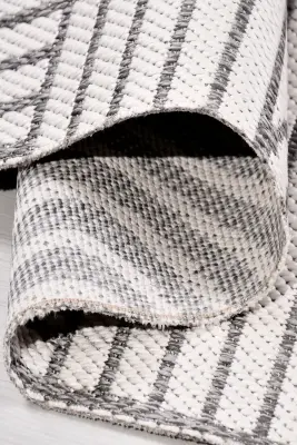 Vivo Beyaz Gri Sisal Dokumalı Kaymaz Halı Mutfak & Koridor Halısı RP 03 - 2