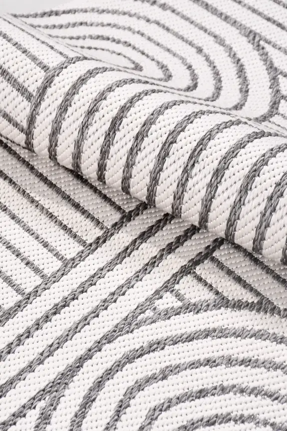 Vivo Beyaz Gri Sisal Dokumalı Kaymaz Halı Mutfak & Koridor Halısı RP 03 - 4