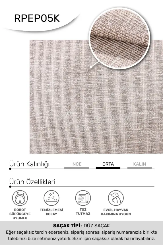Vivo Vizon Sisal Modeli Kaymaz Halı Mutfak & Koridor Halısı RP 05 - 5