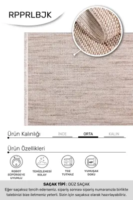 Zenit Bej Robot Süpürgeye Uyumlu Kolay Temizlenebilir Halı Salon, Oturma Odası ve Koridor Halısı RP 29 - 10